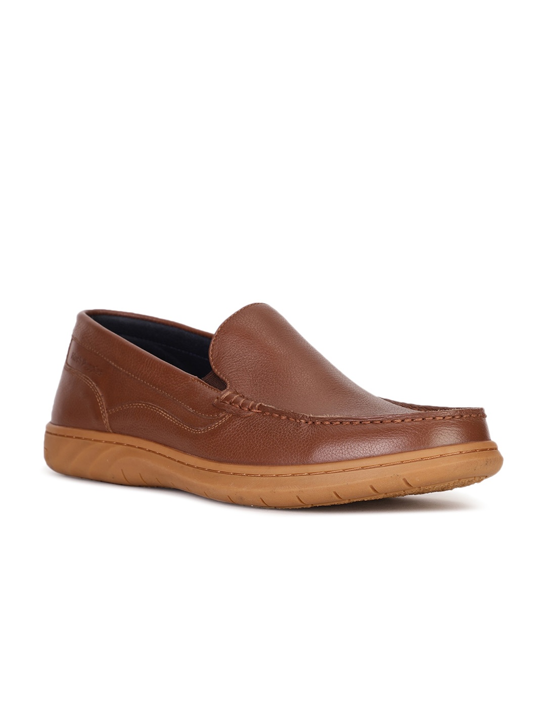 

Hush Puppies Men Textured Leather Formal Loafers, Tan