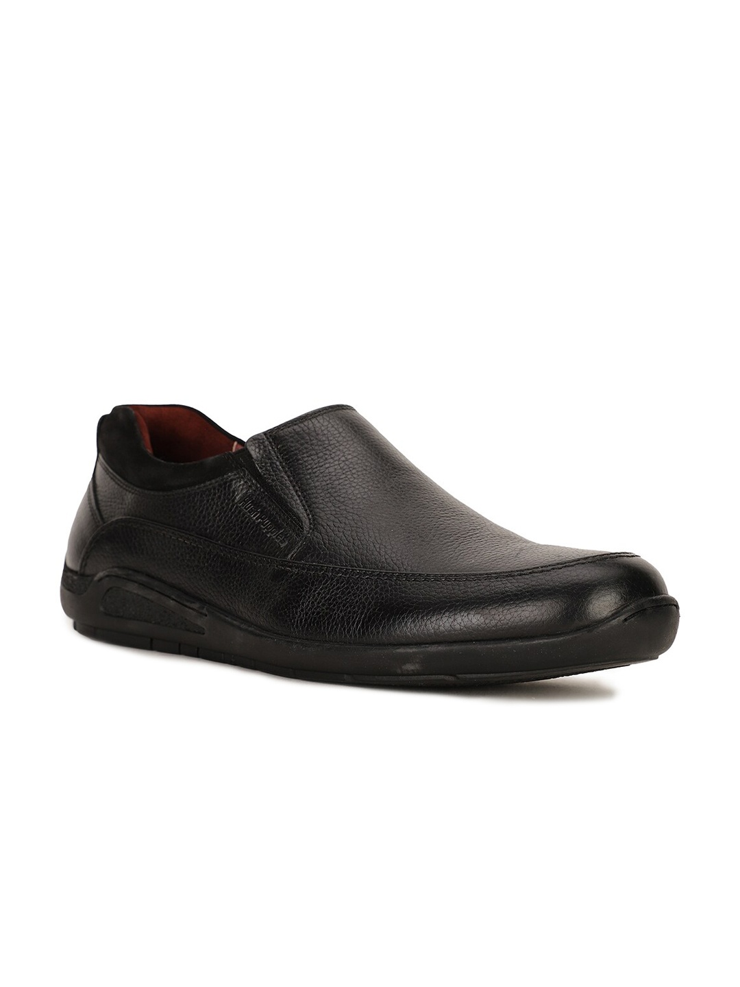 

Hush Puppies Men Textured Leather Formal Slip-Ons Shoes, Black