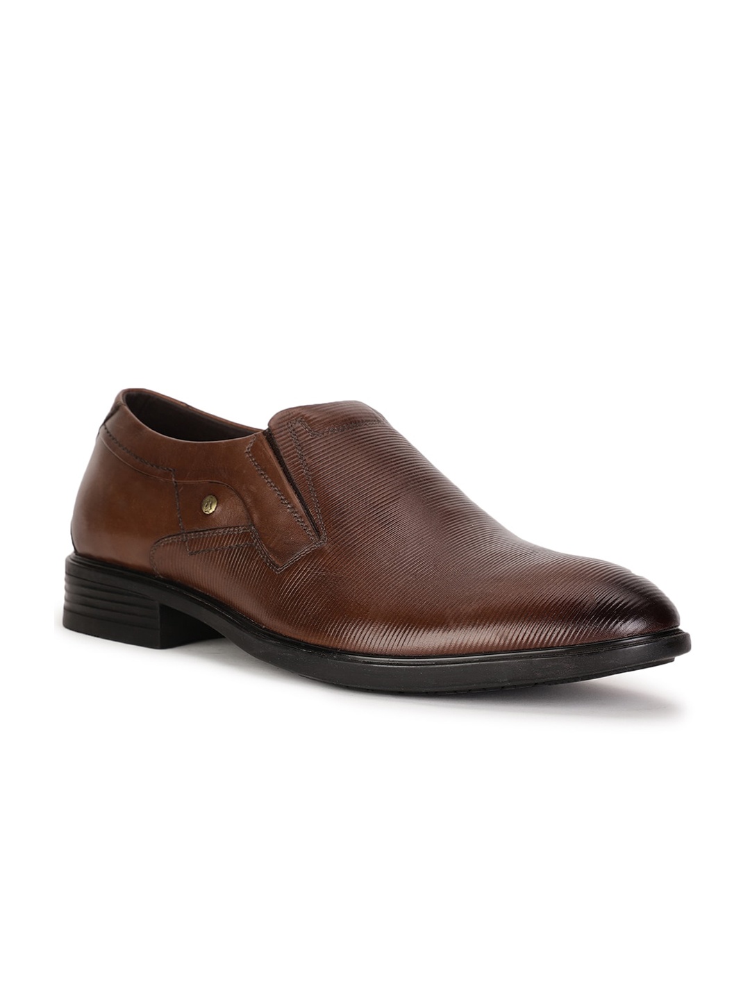 

Hush Puppies Men Textured Leather Slip-On Shoes, Brown