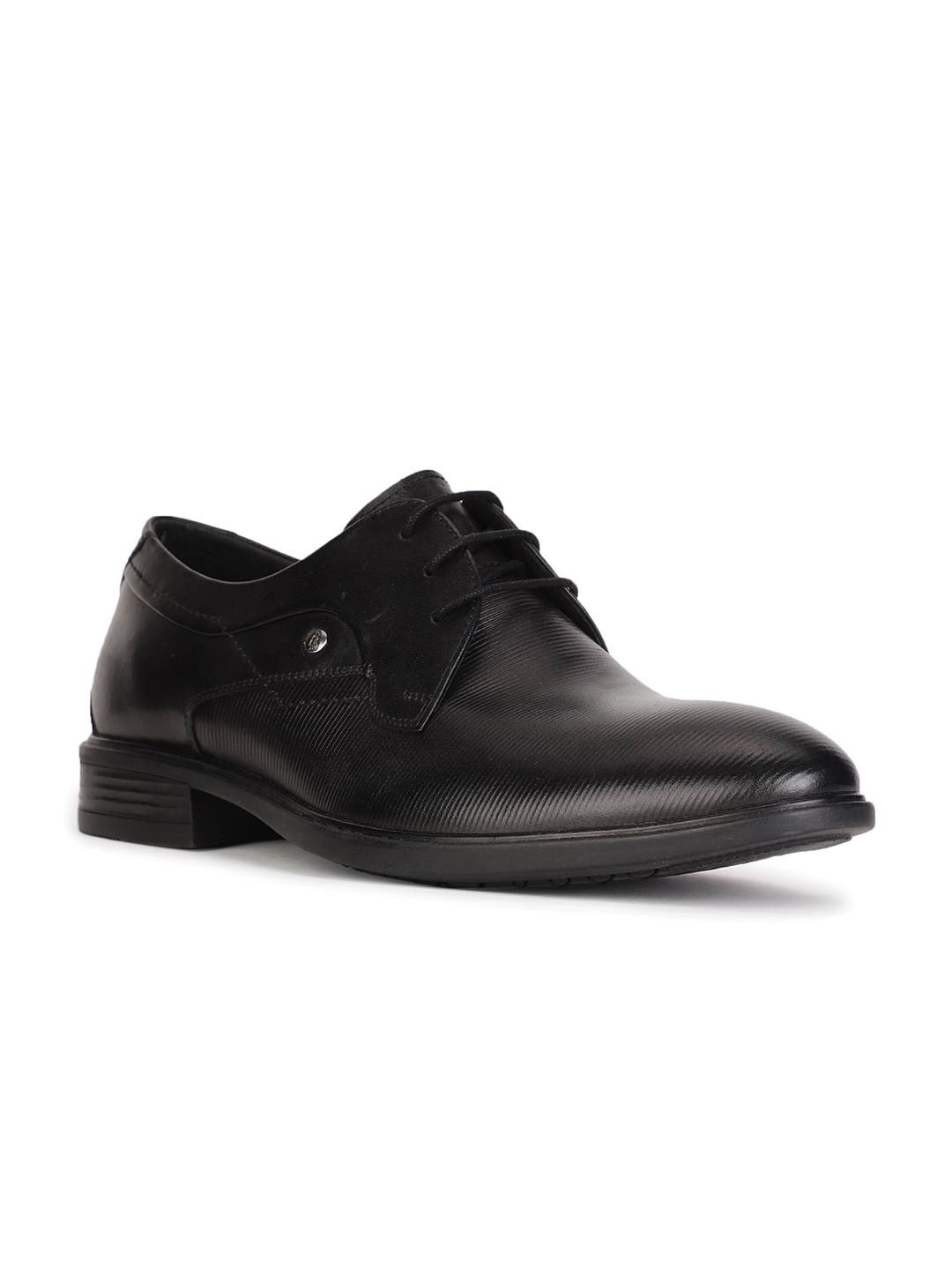 

Hush Puppies Men Textured Leather Formal Derbys, Black