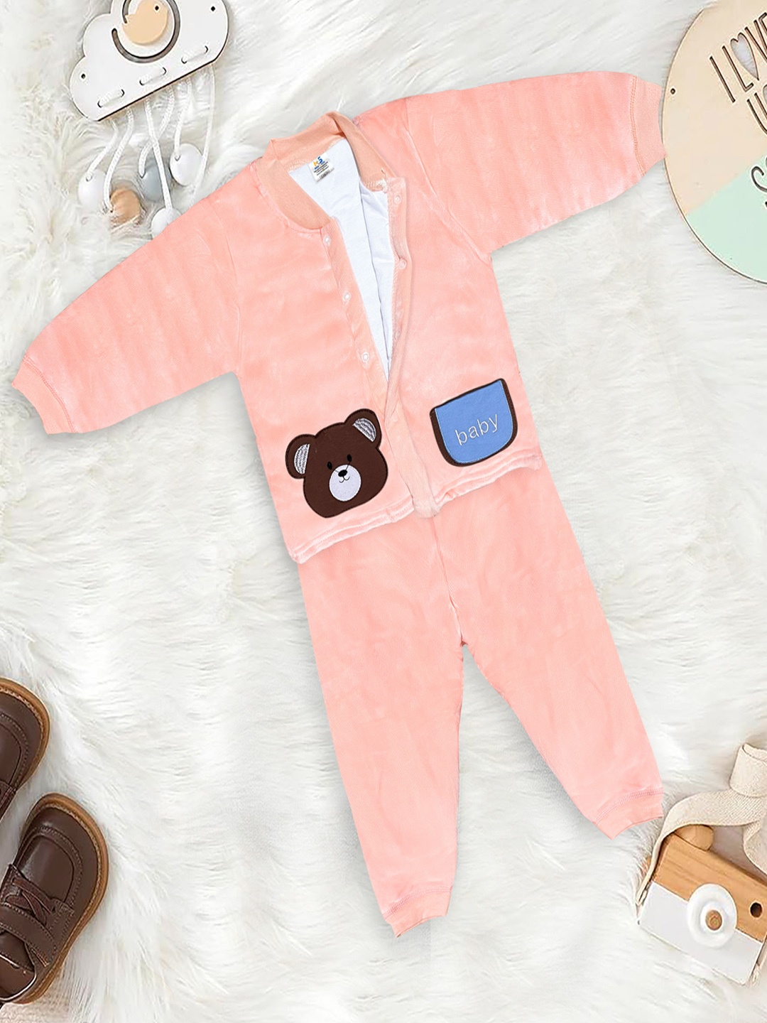 

BAESD Infants Self Design Shirt With Trousers, Pink