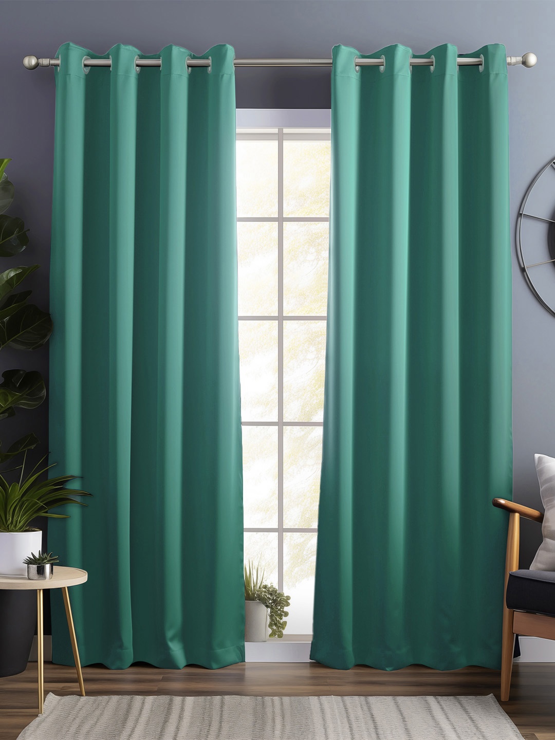 

Bedspun Green 2 Pieces Black Out Door Curtains