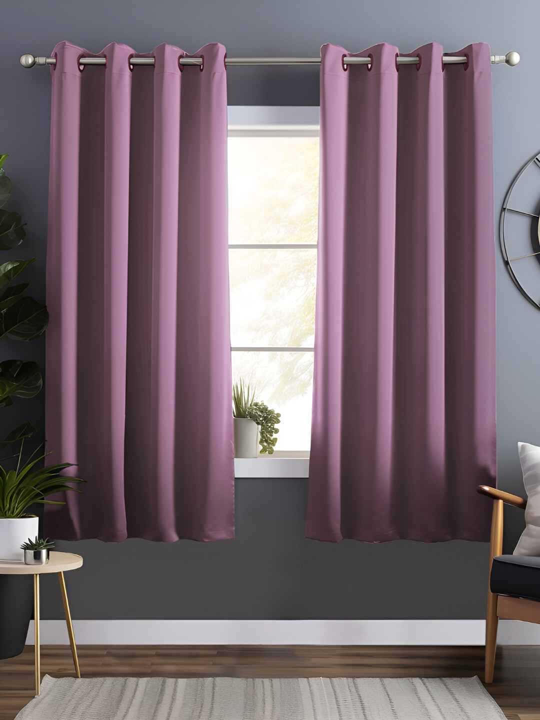 

Bedspun Burgundy 2 Pieces Black Out Window Curtains