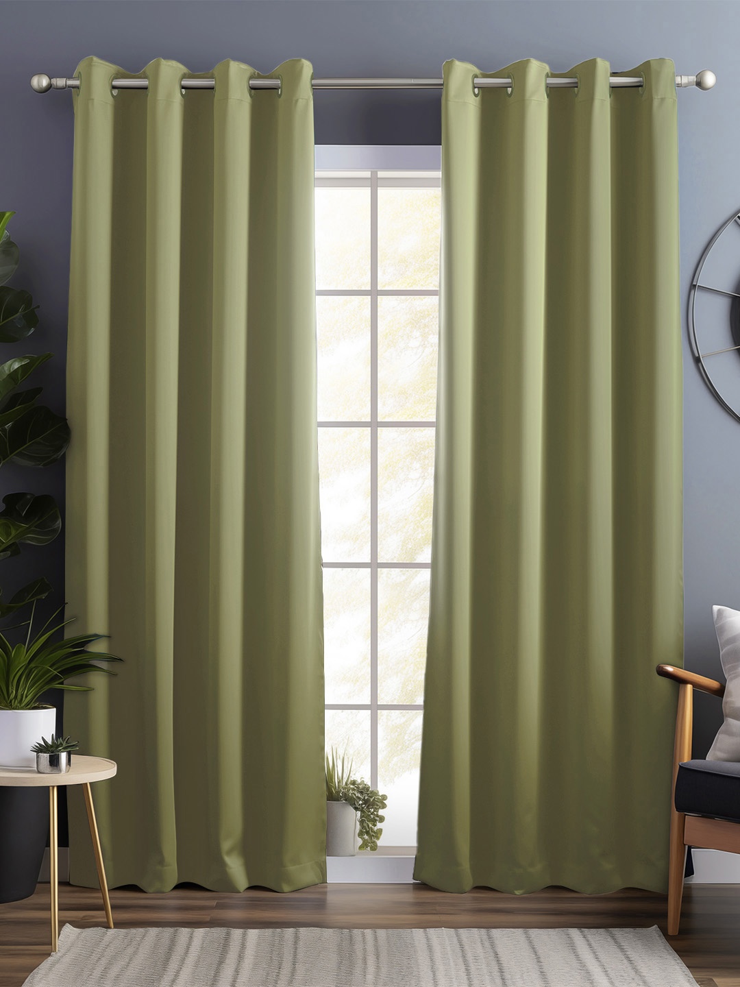 

Bedspun Green 2 Pieces Black Out Door Curtain