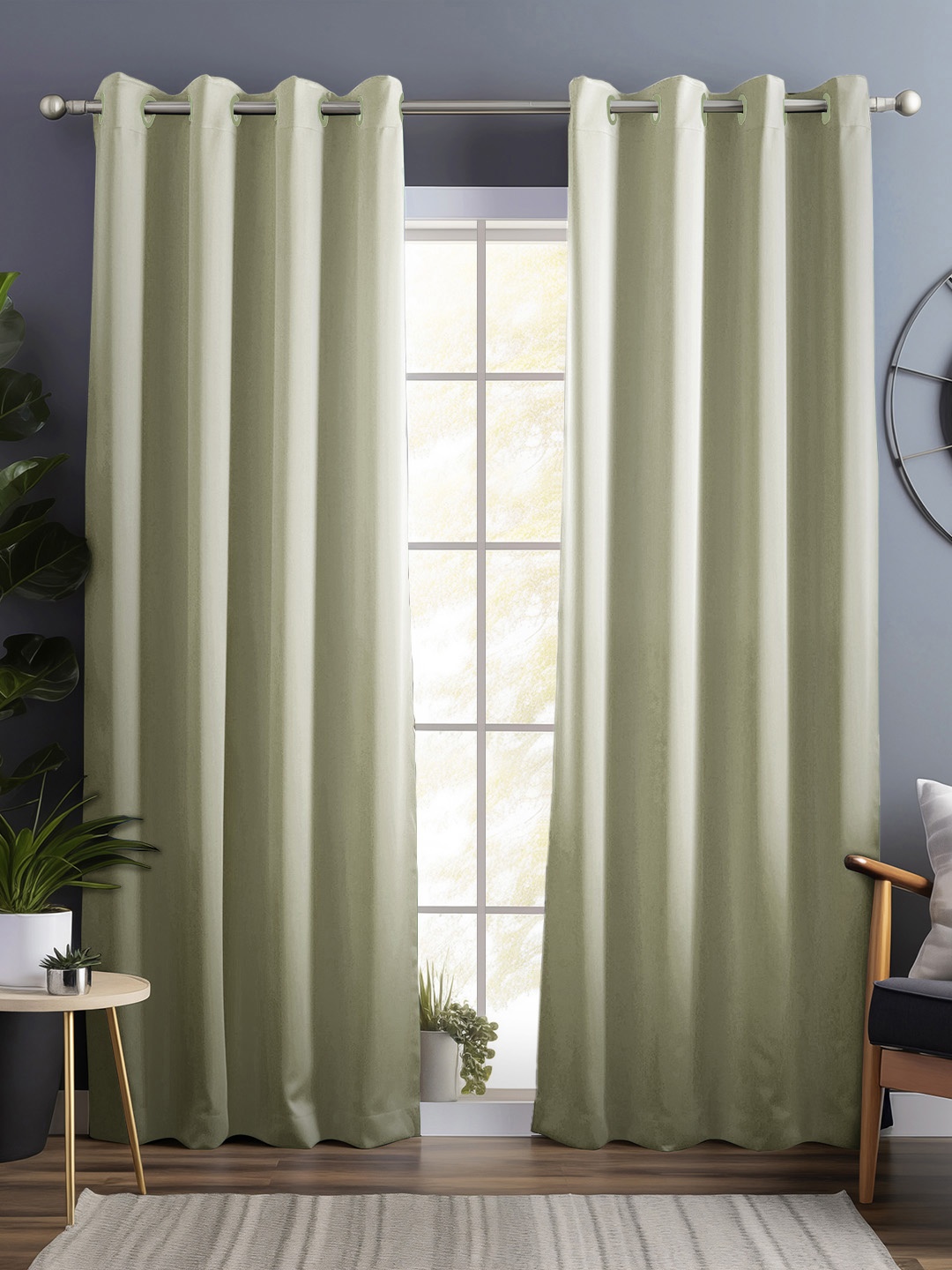 

Bedspun Beige 2 Pieces Black Out Door Curtain