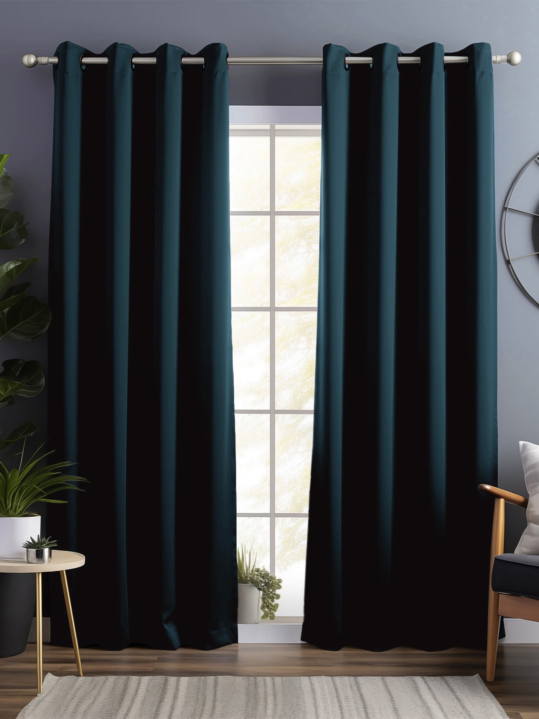 

Bedspun Teal 2 Pieces Black Out Door Curtain