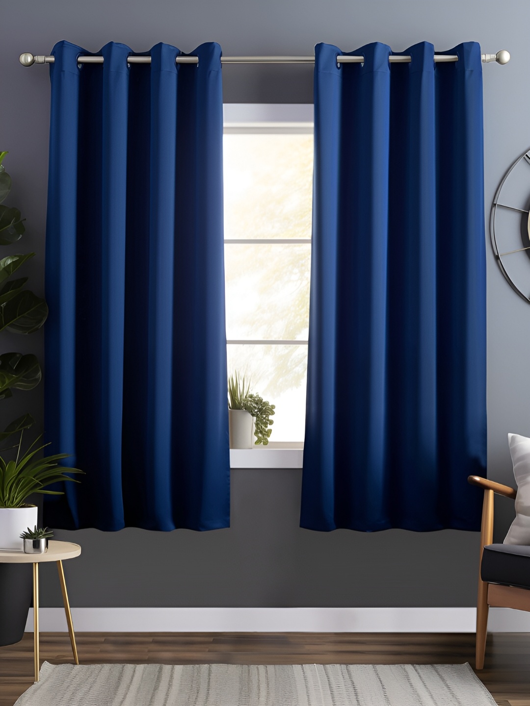 

Bedspun Navy Blue 2 Pieces Black Out Window Curtain