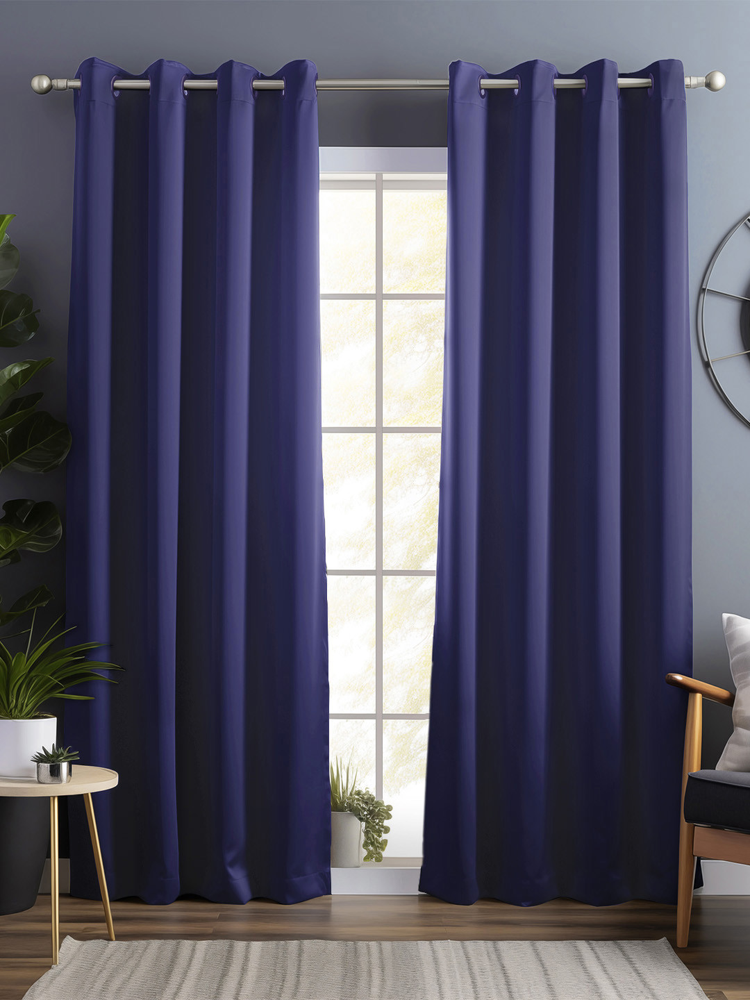 

Bedspun Violet 2 Pieces Black Out Long Door Curtains