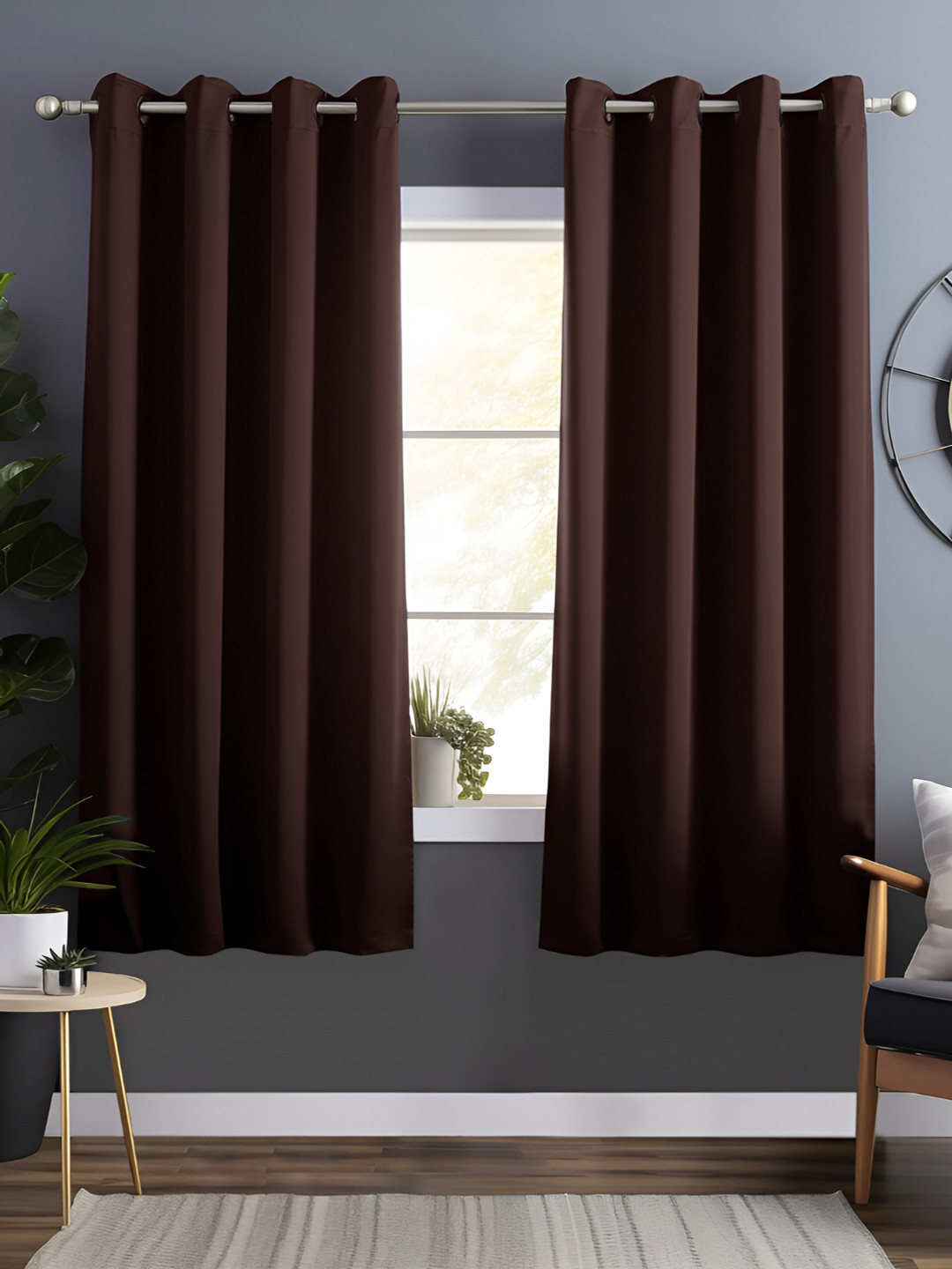 

Bedspun Coffee Brown 2 Pieces Black Out Window Curtain