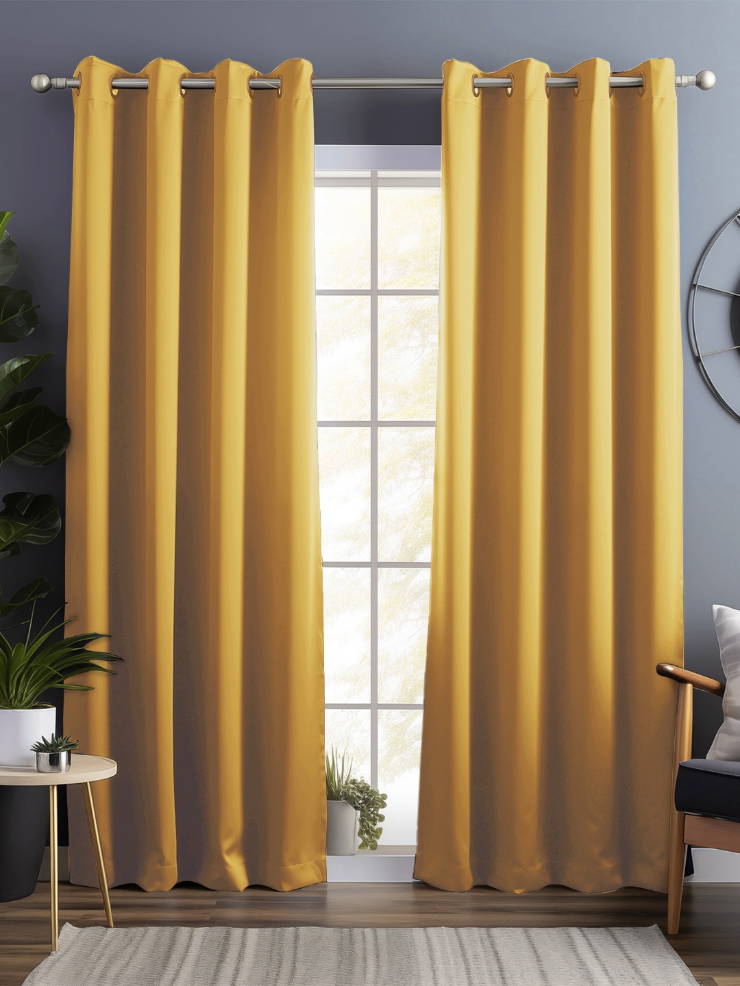 

Bedspun Mustard 2 Pieces Black Out Long Door Curtain