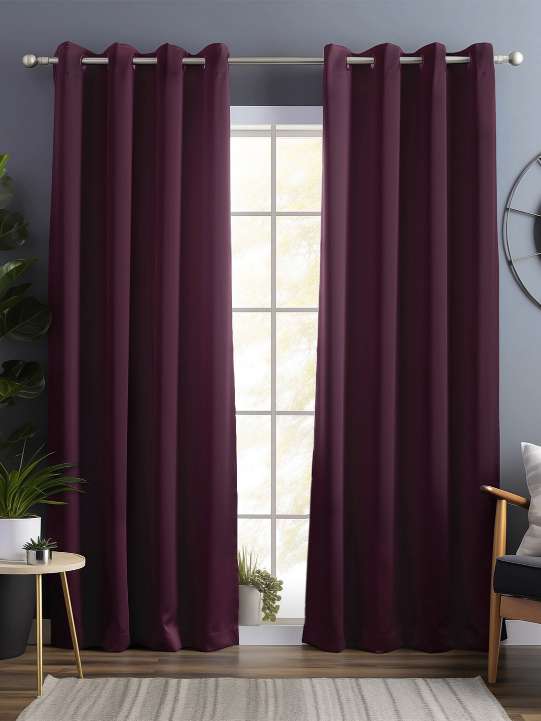 

Bedspun Purple 2 Pieces Black Out Door Curtain