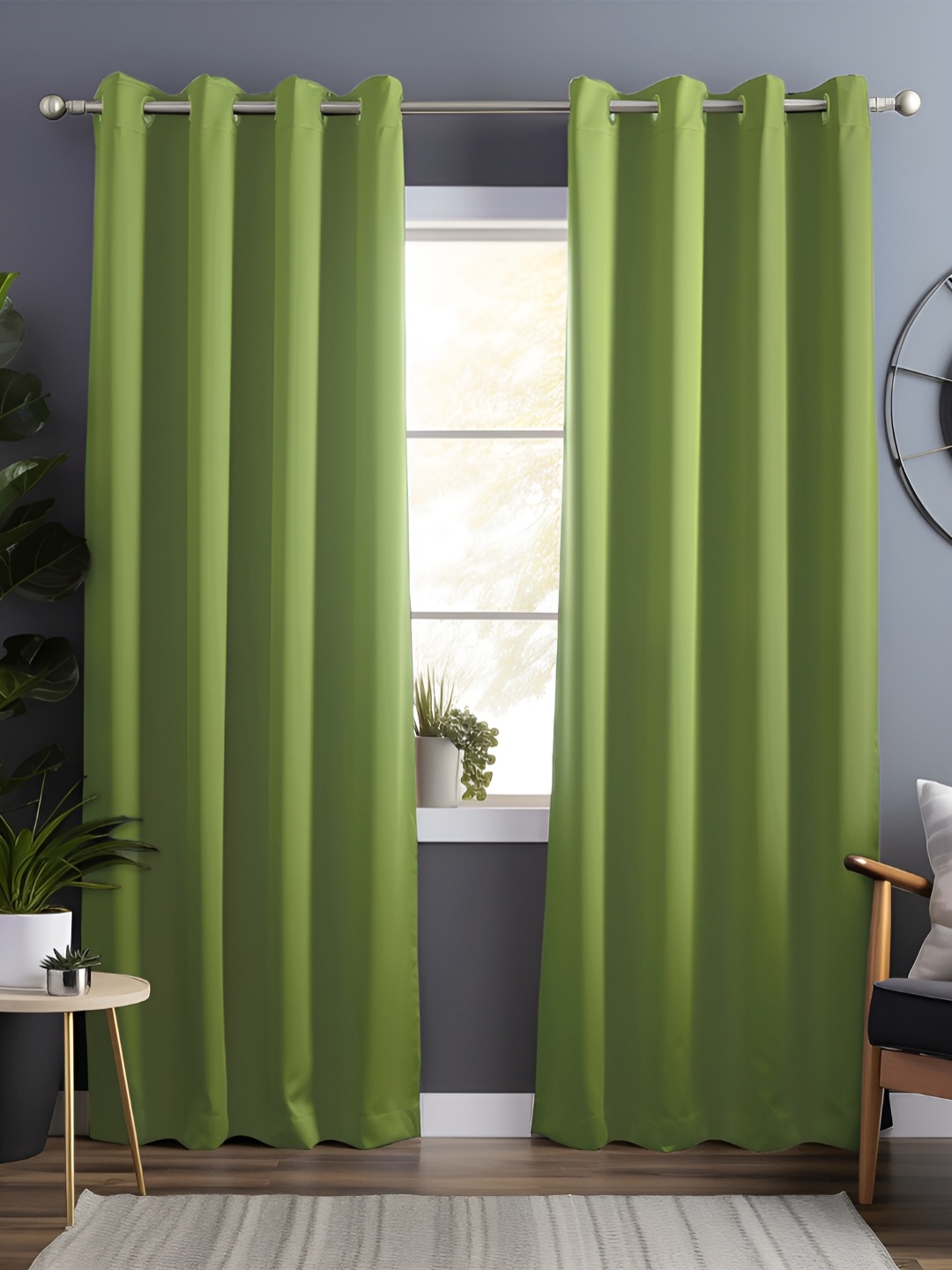 

Bedspun Green 2 Pieces Black Out Door Curtain