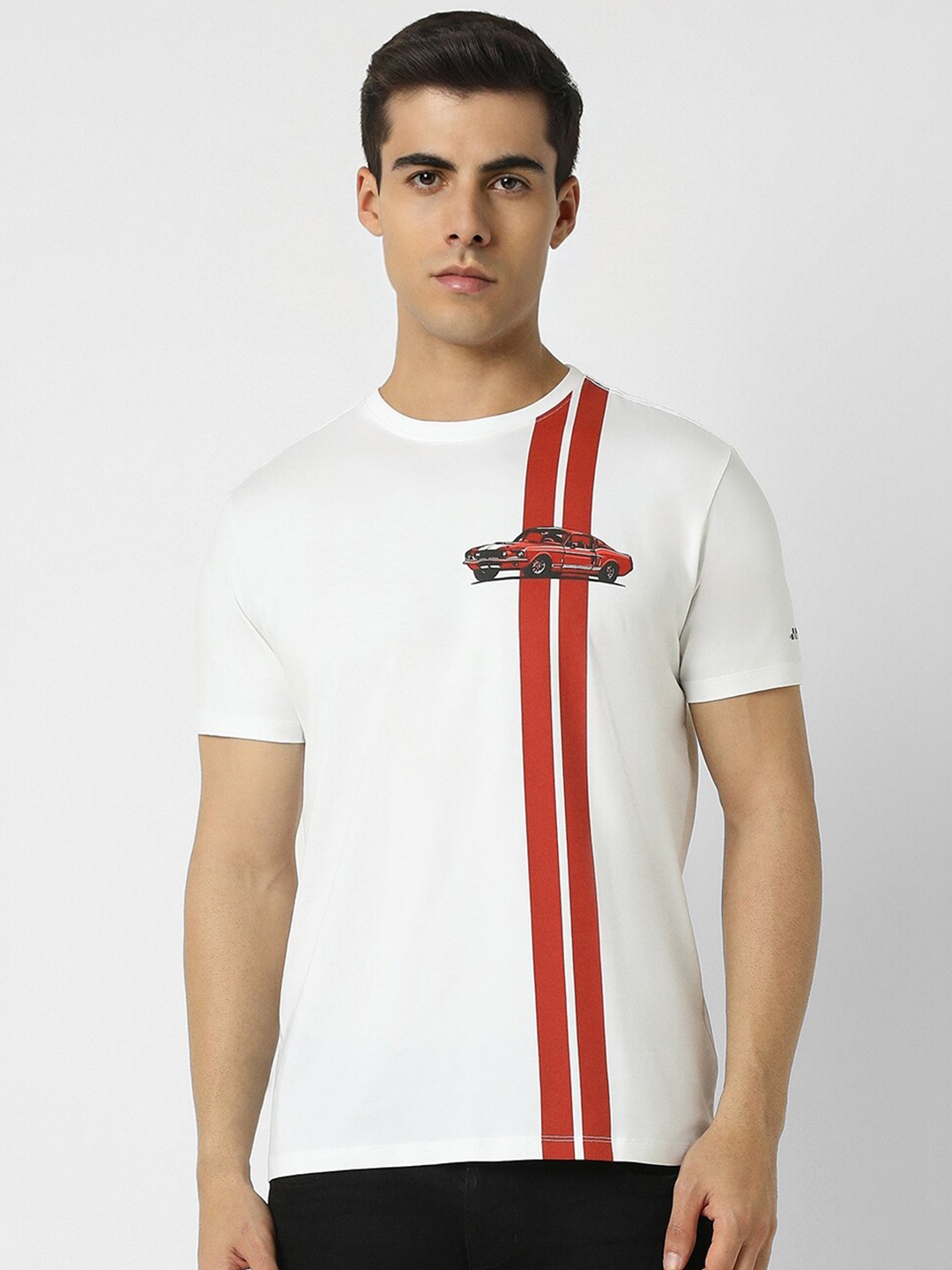 

VAN HEUSEN DENIM LABS Graphic Printed Round Neck Cotton T-shirt, White