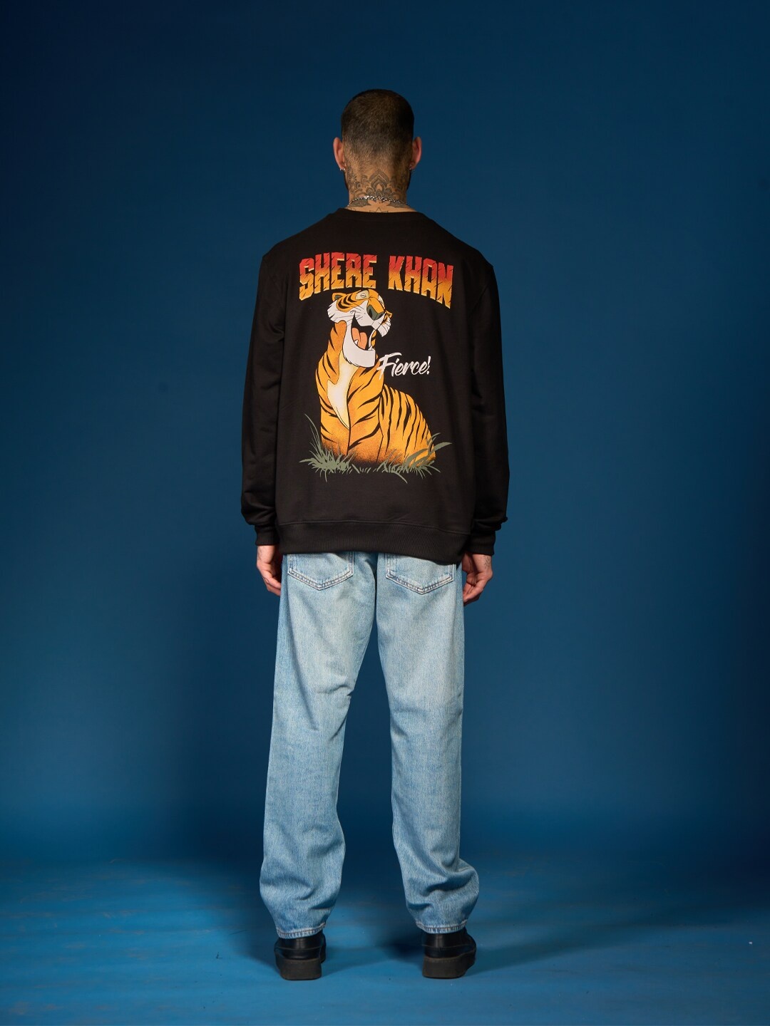 Bonkers Corner Graphic Printed Cotton Pullover Sweatshirt, Black