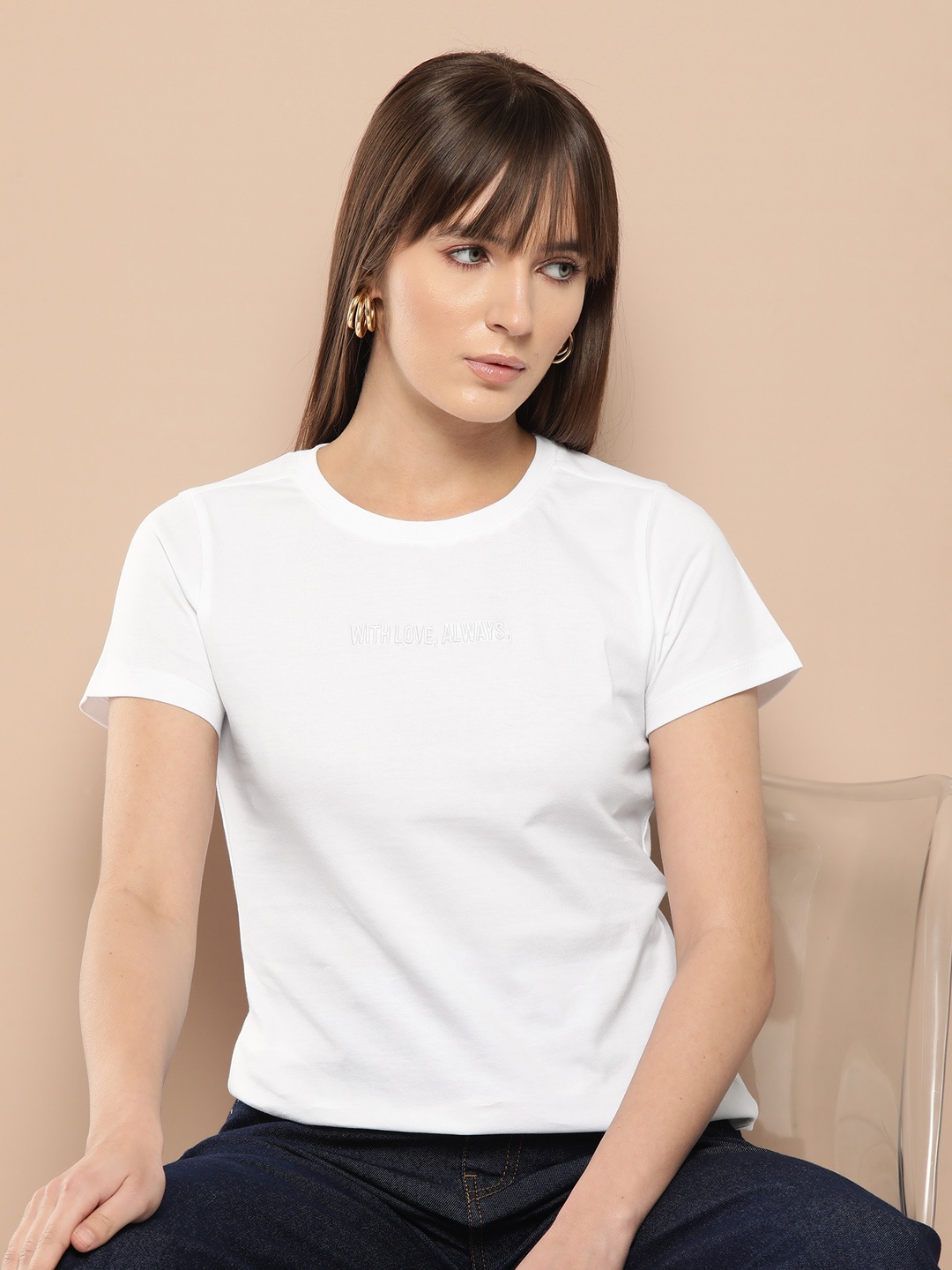 

Chemistry Women Typography Printed T-shirt, White