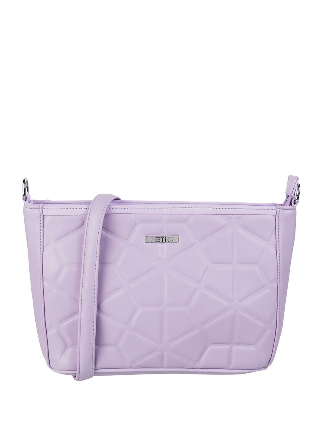 

Metro Geometric Textured Structured Sling Bag, Purple