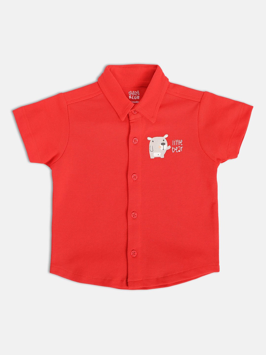 

MINI KLUB Boys Standard Spread Collar Opaque Cotton Casual Shirt, Red