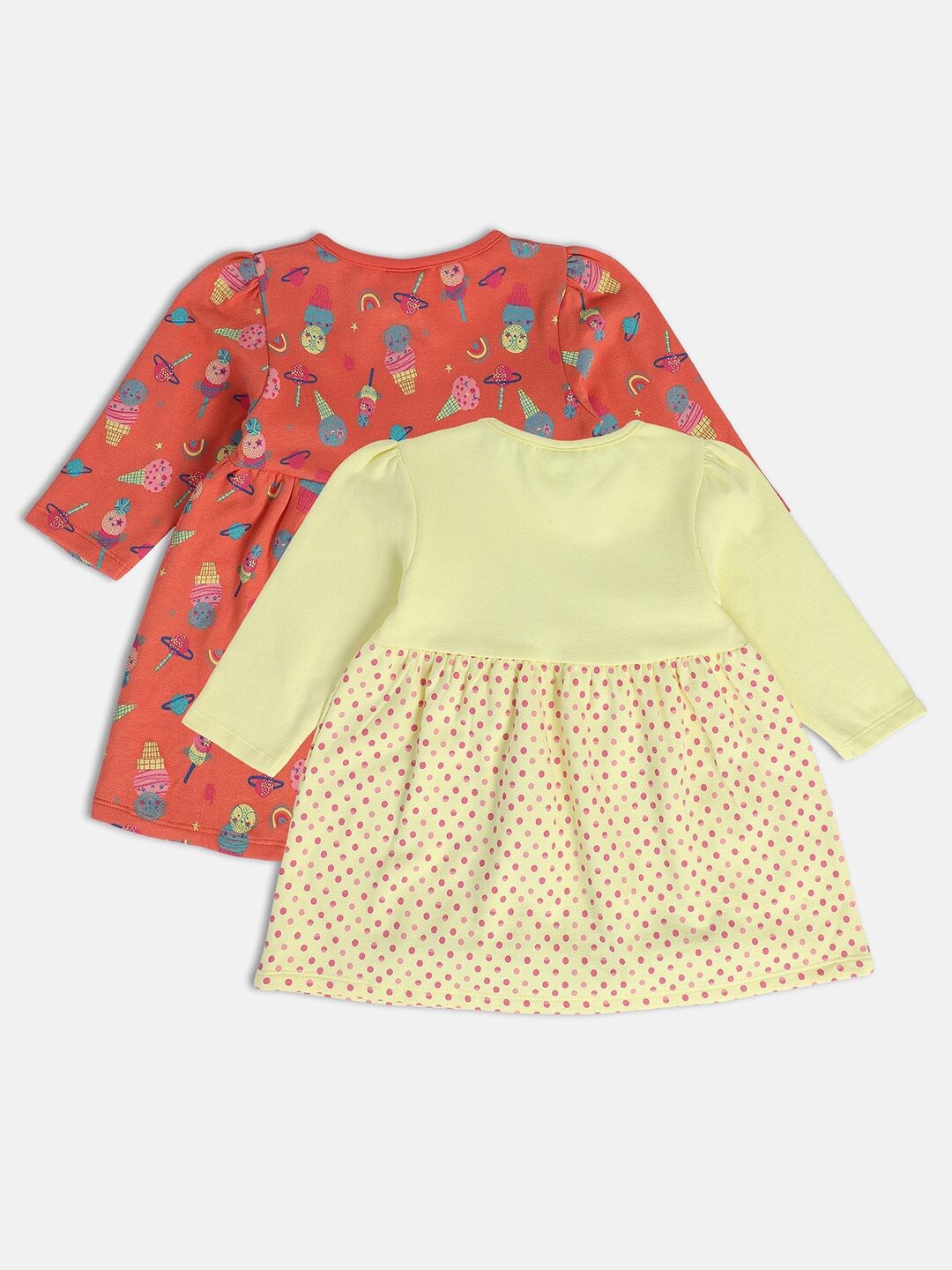 

MINI KLUB Girls Pack Of 2 Floral Printed A-Line Dress, Red