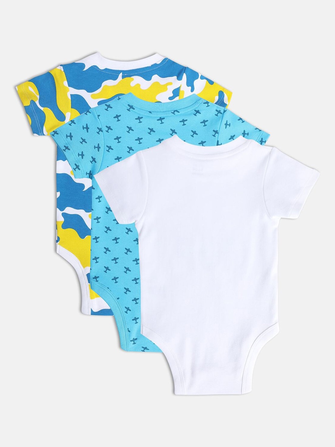 

MINI KLUB Mto Infant Boys Pack Of 3 Printed Cotton Bodysuit, Yellow