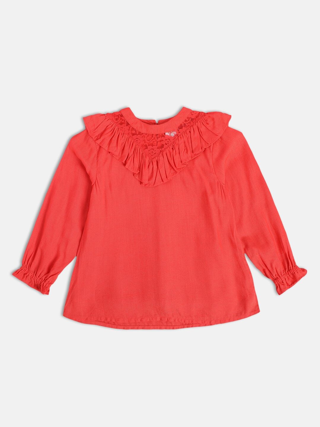 

MINI KLUB Girls Round Neck Long Sleeves Cotton Top, Red