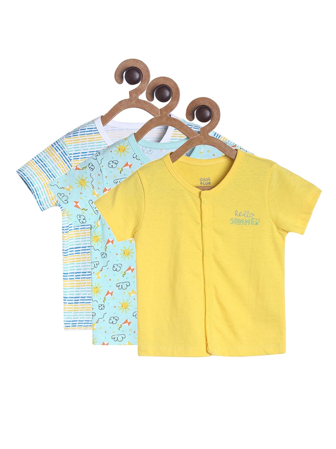 

MINI KLUB Boys Pack of 3 Printed Round Neck Short Sleeves Cotton T-shirt, Yellow