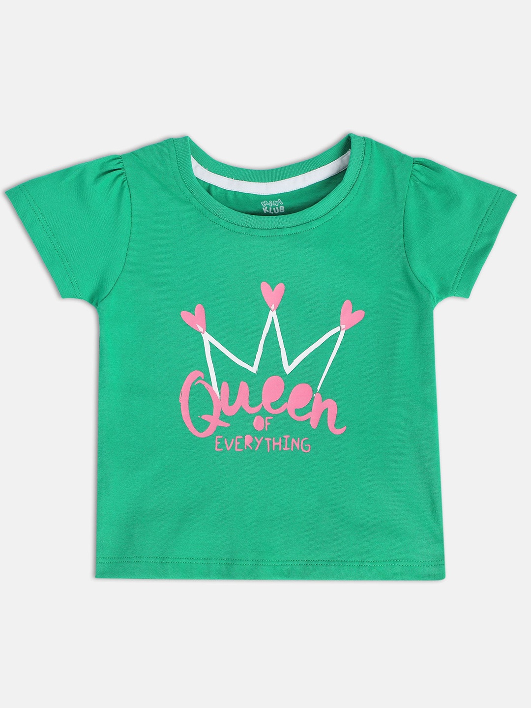 

MINI KLUB Infants Girls Typography Printed Pure Cotton Top, Green