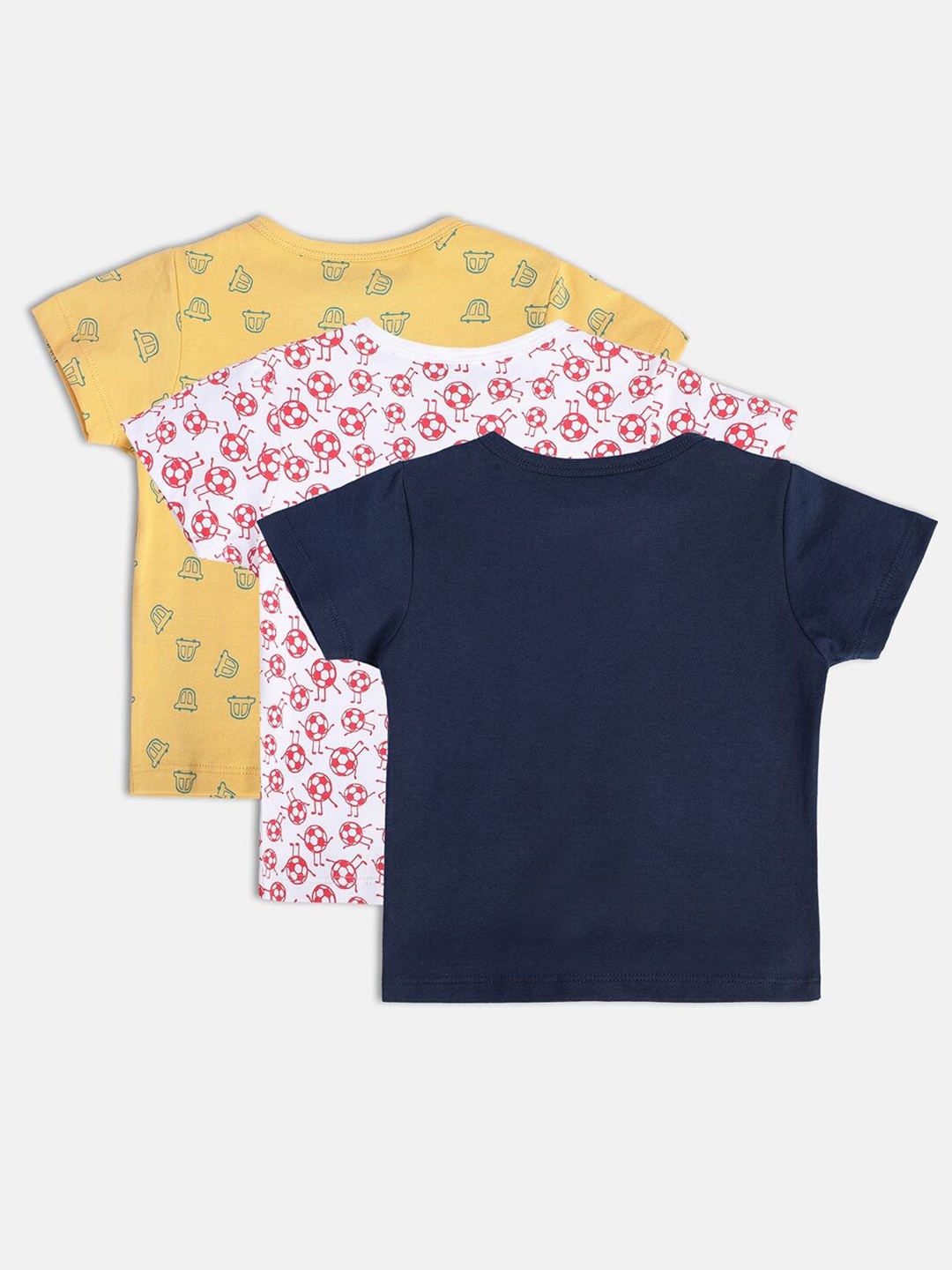 

MINI KLUB Infants Boys Pack Of 3 Conversational Printed Round Neck Cotton T-shirt, Yellow