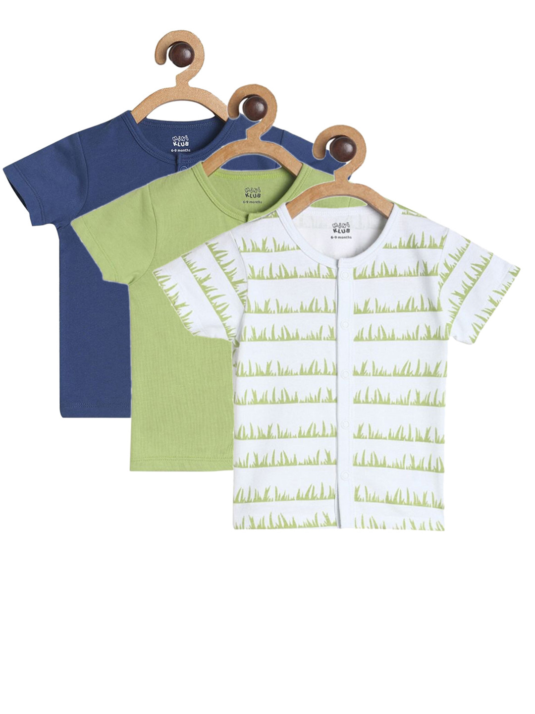 

MINI KLUB Boys Pack Of 3 Printed Front Open Cotton Vests, Blue