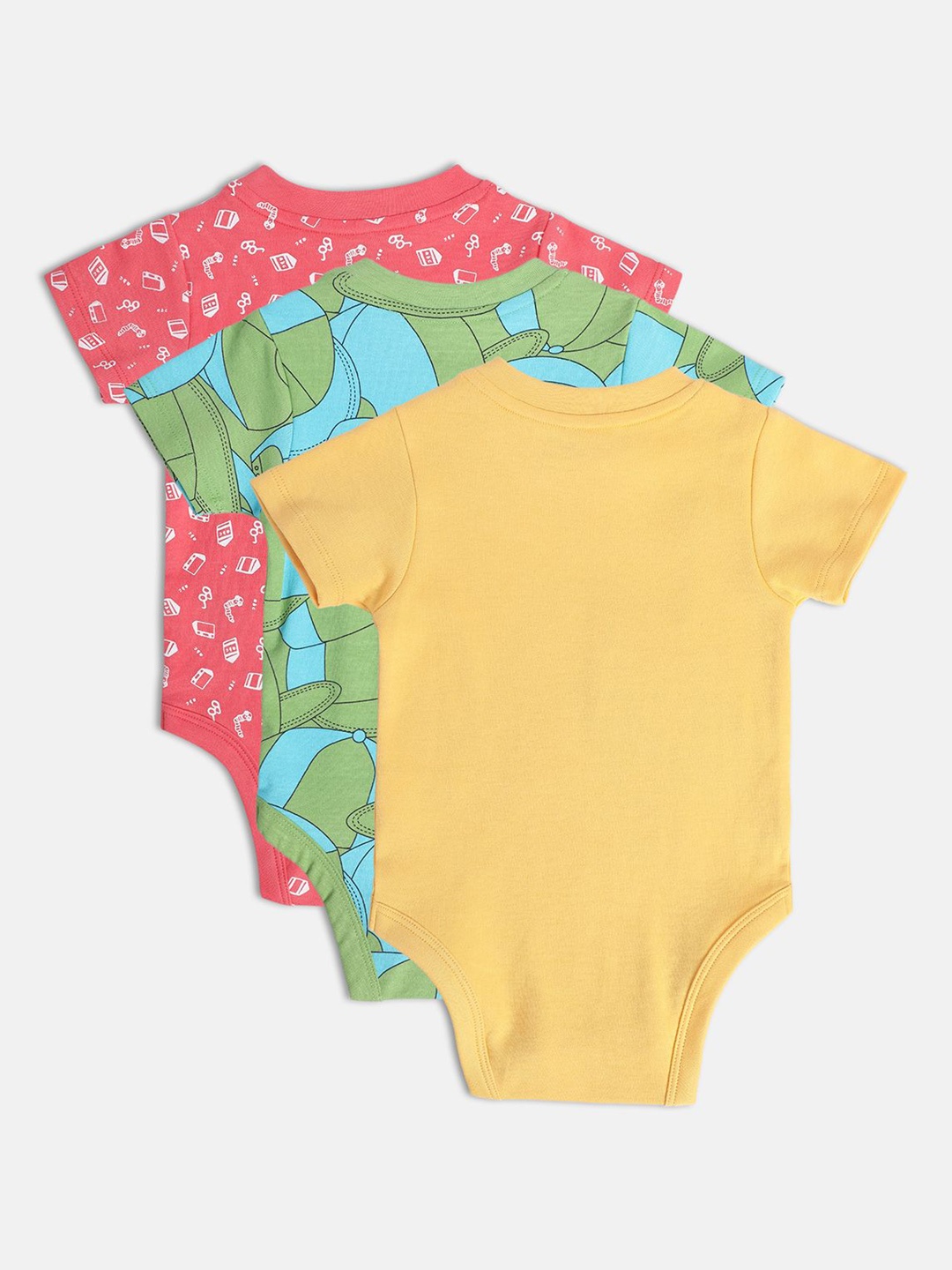 

MINI KLUB MTO Infant Boys Pack Of 3 Printed Pure Cotton Bodysuit, Red