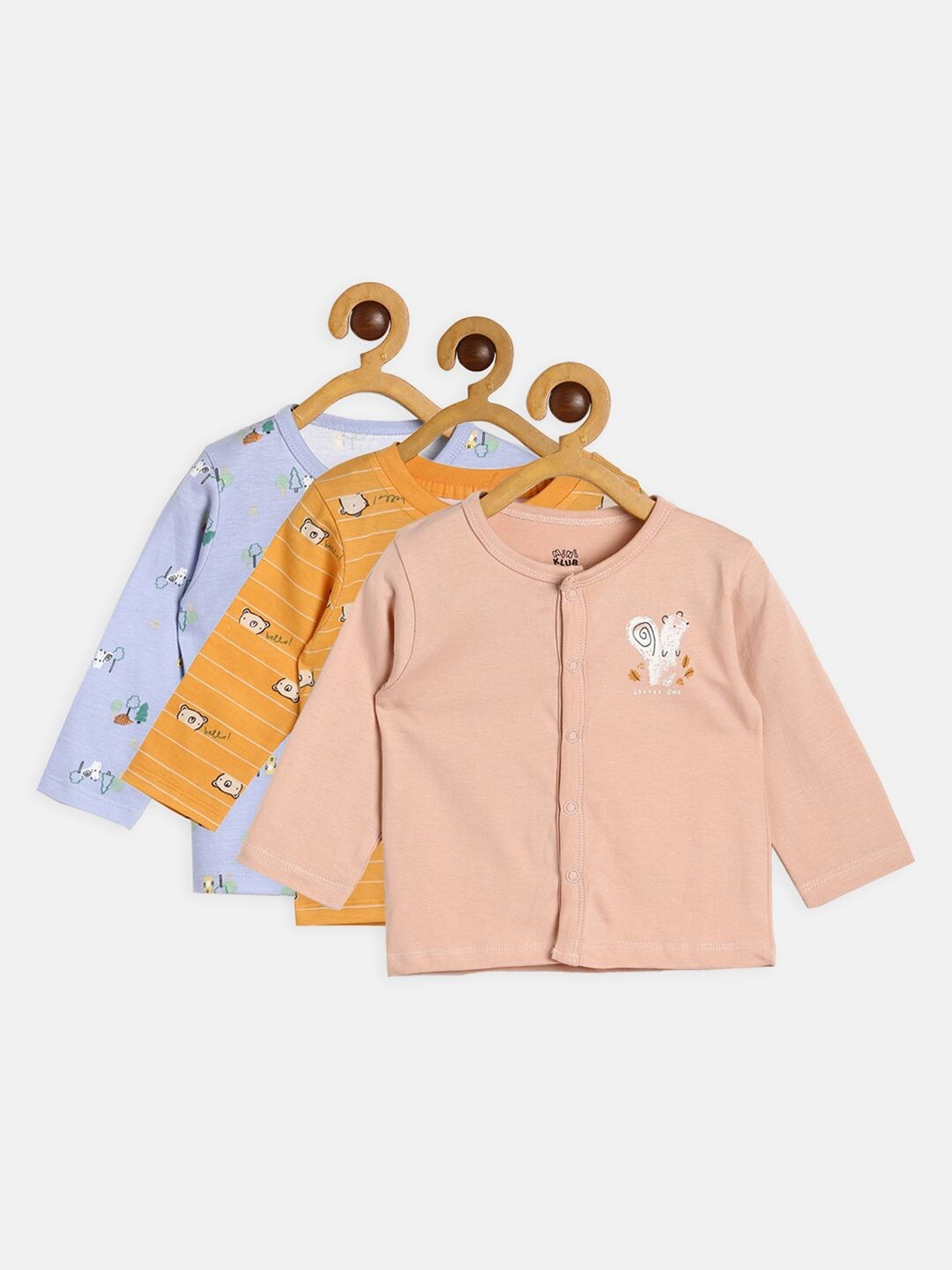 

MINI KLUB Boys Pack Of 3 Round Neck Cotton Vests, Peach