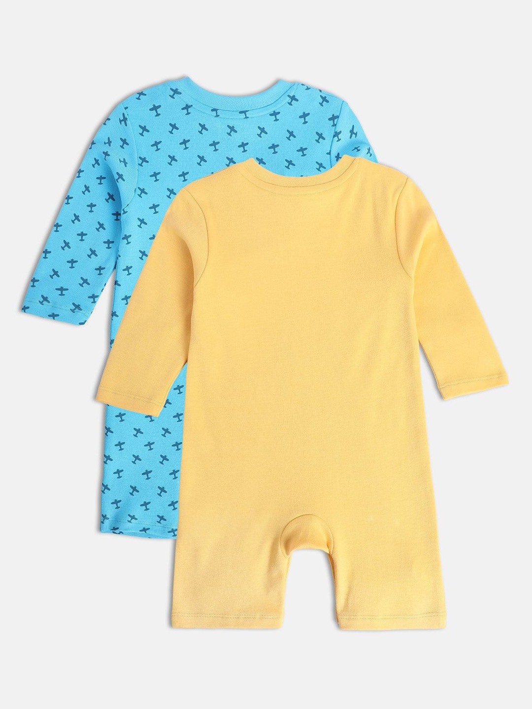 

MINI KLUB Infant Boys Pack of 2 Printed Pure Cotton Rompers, Blue