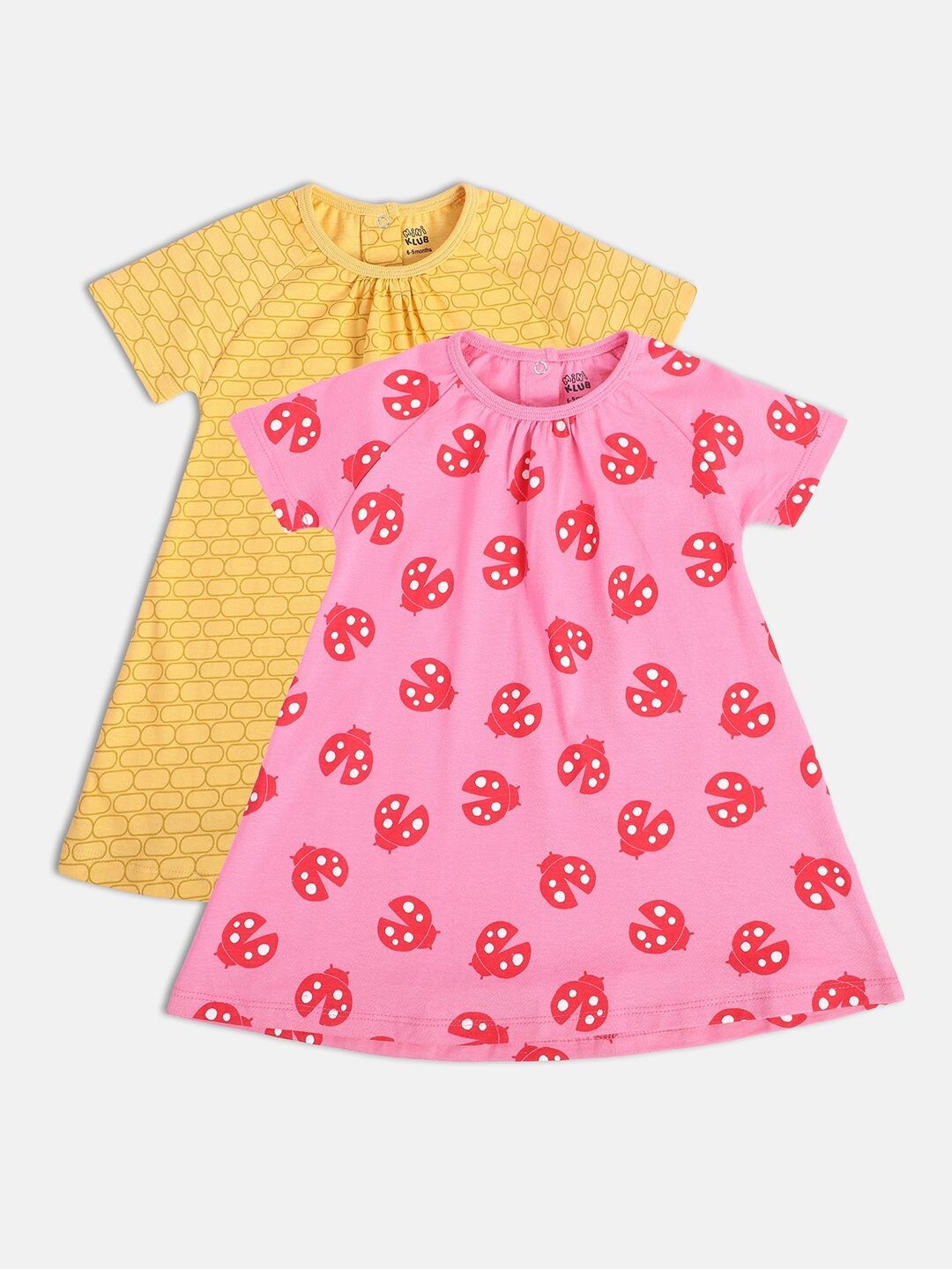 

MINI KLUB Infants Pack Of 2 Print A-Line Dresses, Pink