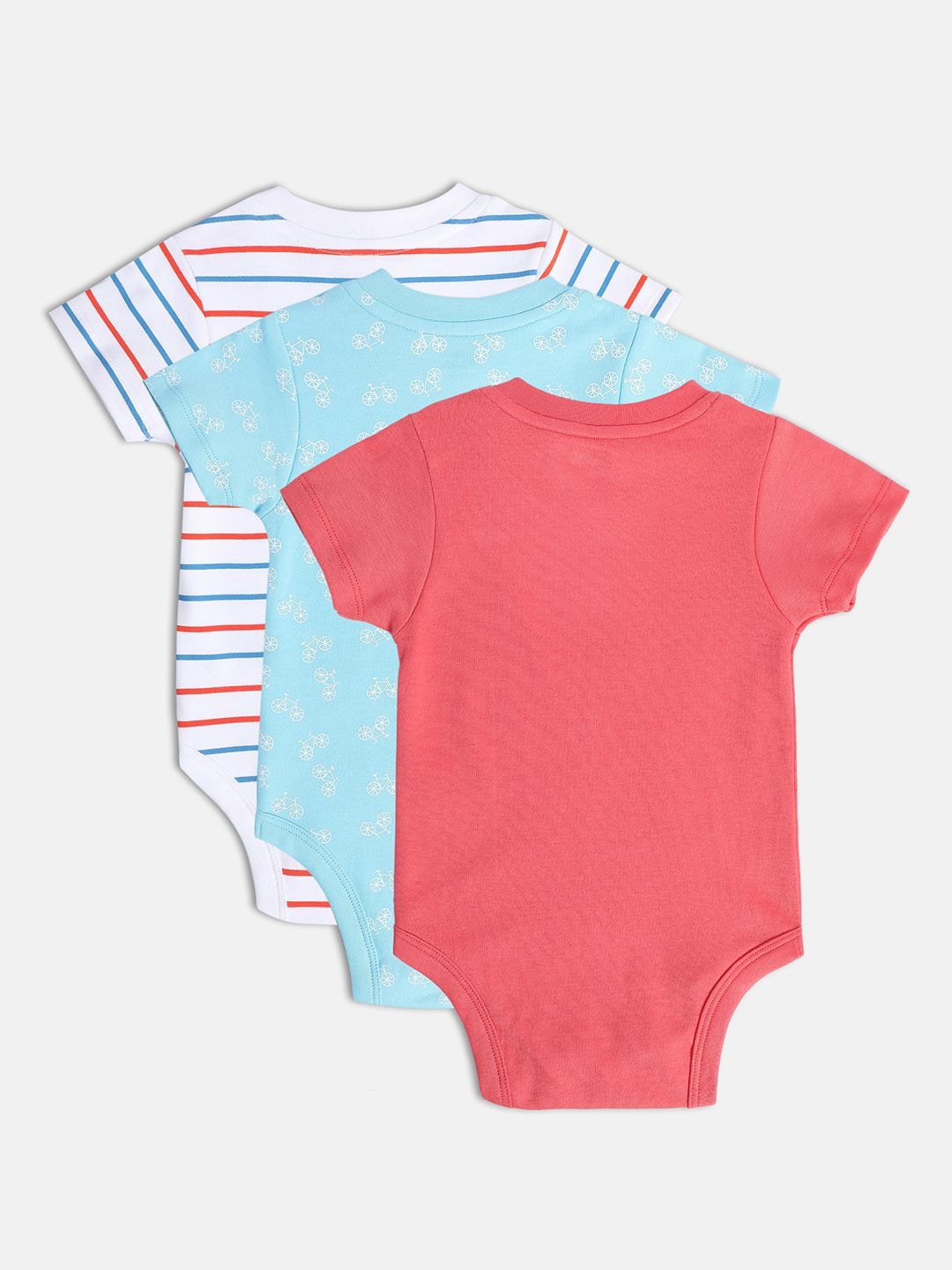 

MINI KLUB Mto Infants Pack Of 3 Printed Pure Cotton Bodysuit, Red