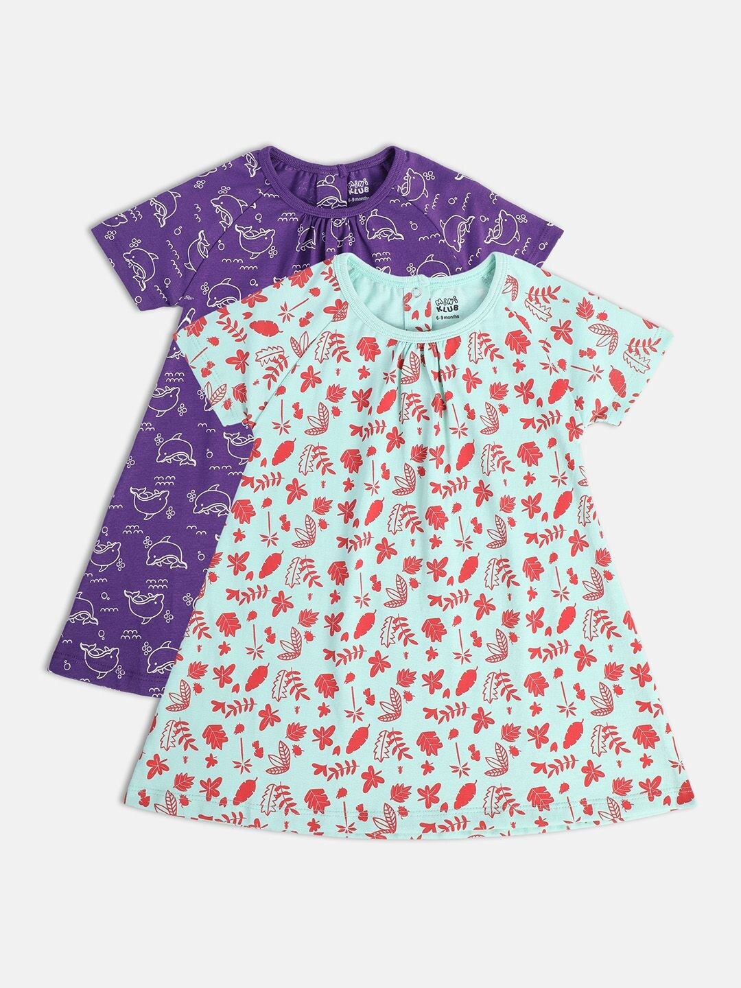 

MINI KLUB Infants Pack Of 2 Print A-Line Dresses, Green
