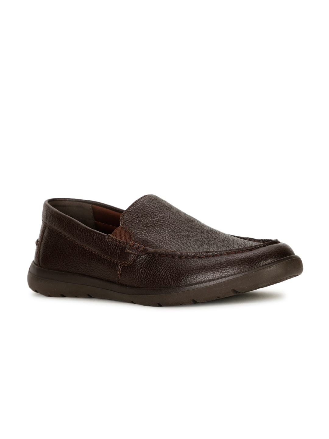 

Bata Men Round Toe Leather Formal Slip-On Shoes, Brown