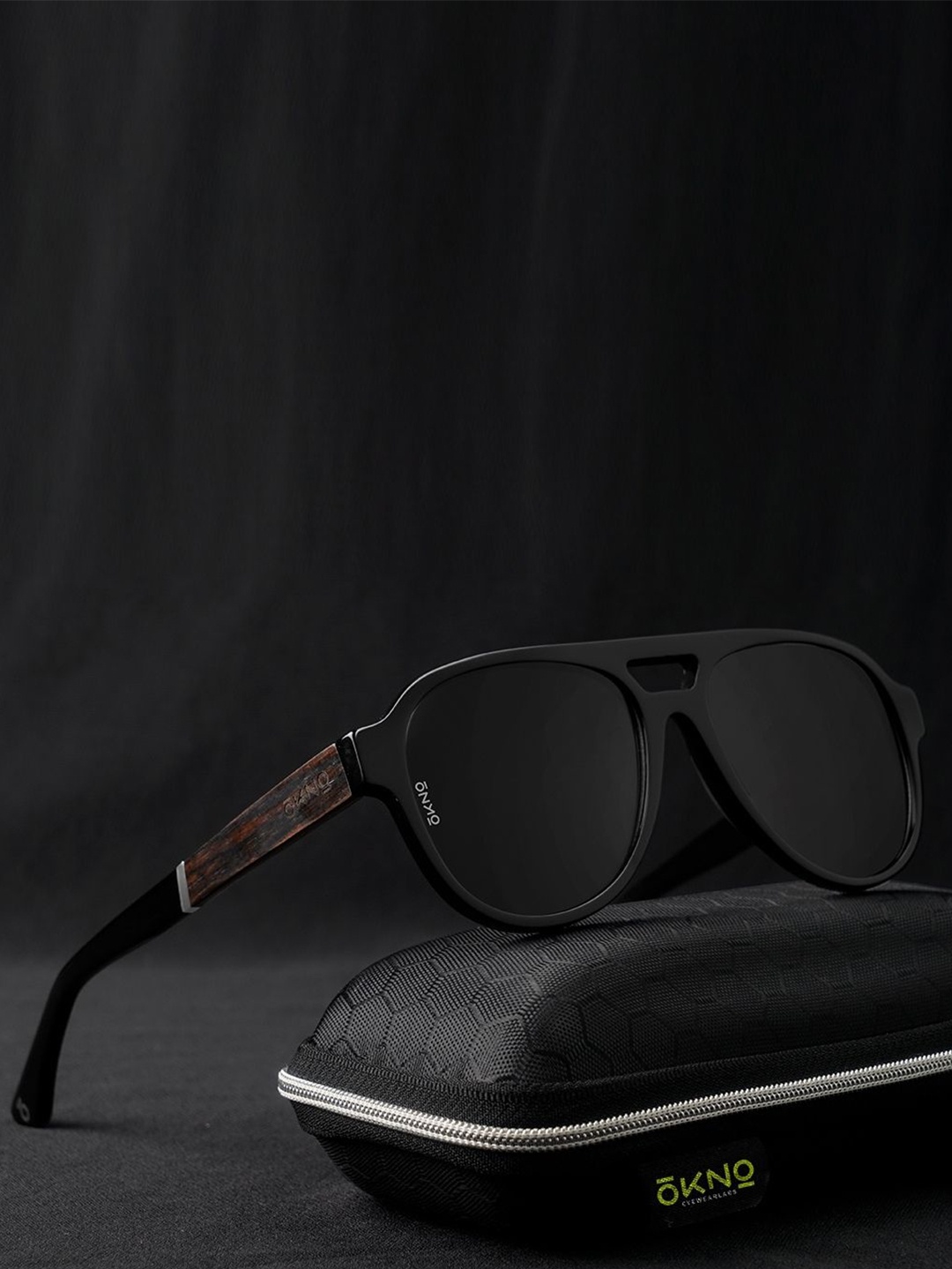 

OKNO Unisex Aviator Sunglasses With Polarised Lens RikiSOKRikiSC1, Black