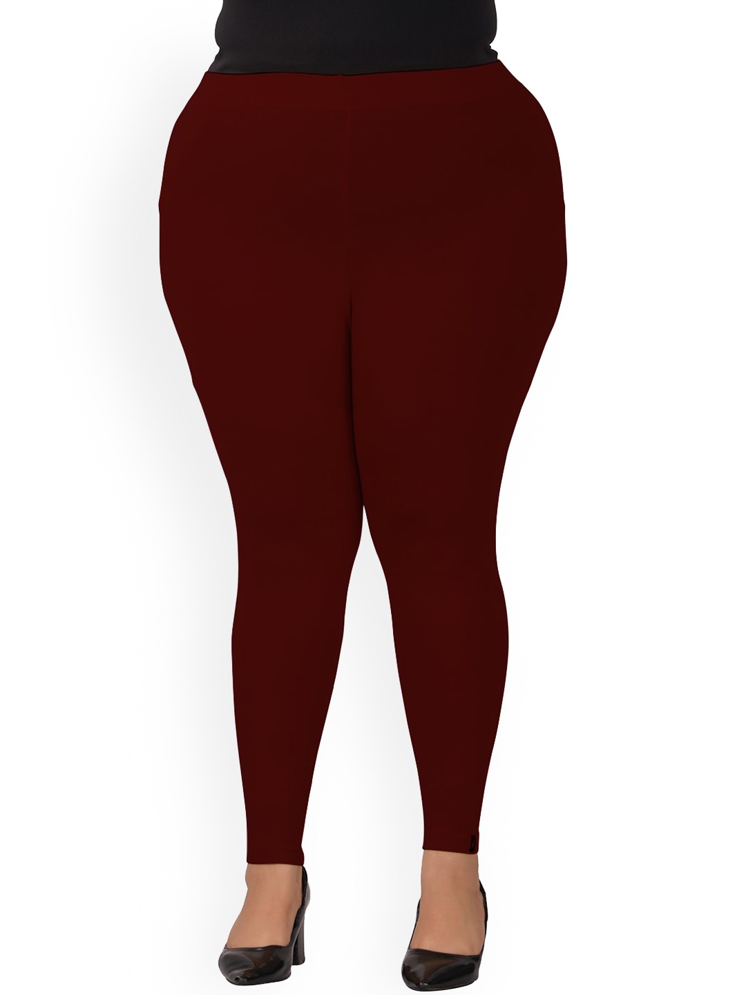 indian flower Women Plus Size Ankle-Length Leggings, Maroon