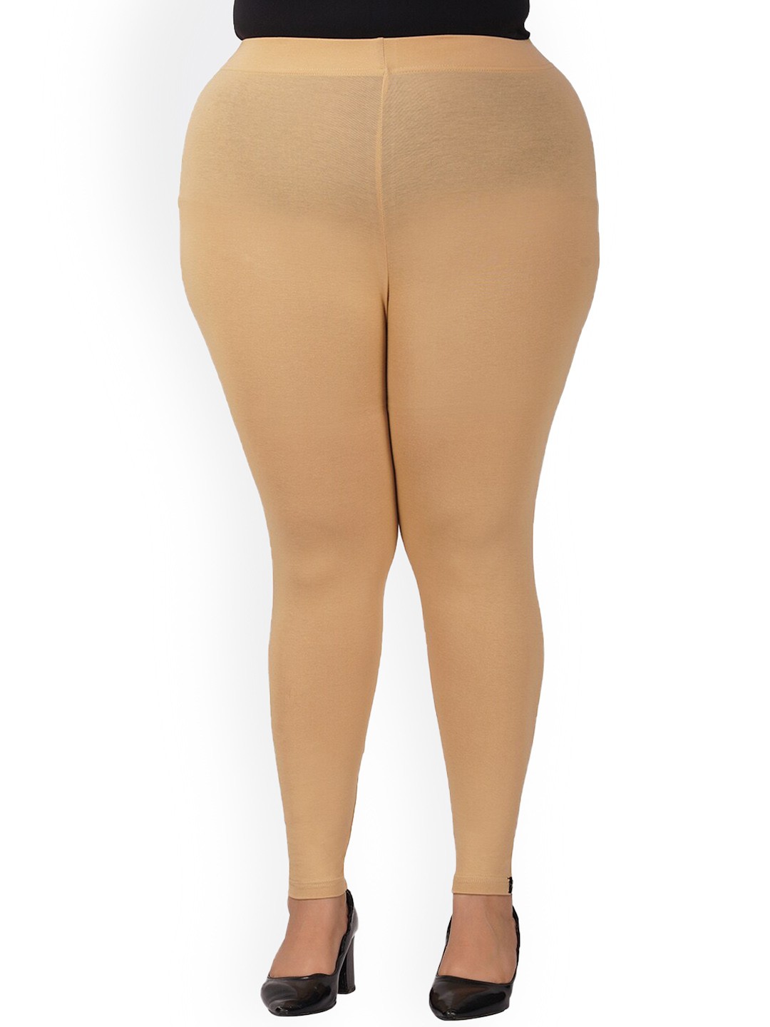 

indian flower Plus Size Ankle-Length Leggings, Beige