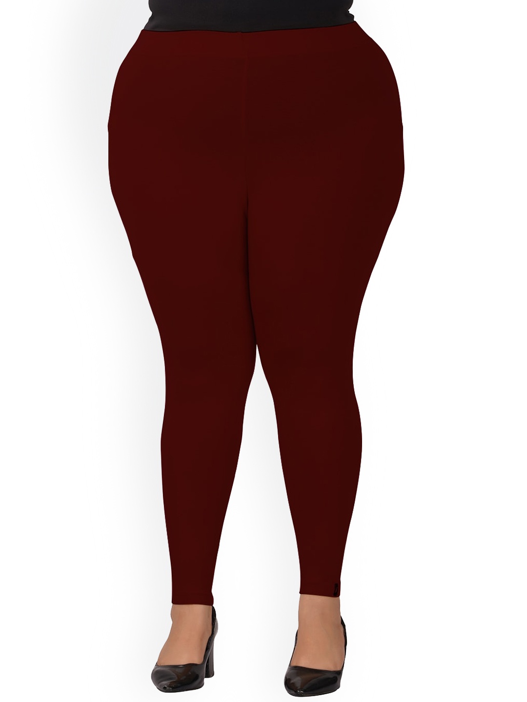 

indian flower Plus Size Ankle-Length Leggings, Maroon