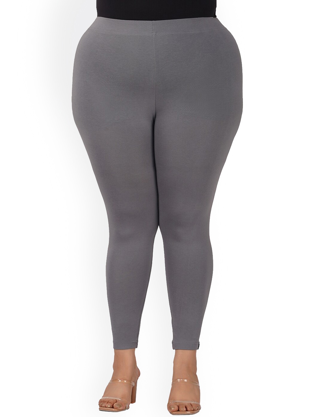 

indian flower Plus Size Ankle-Length Leggings, Grey