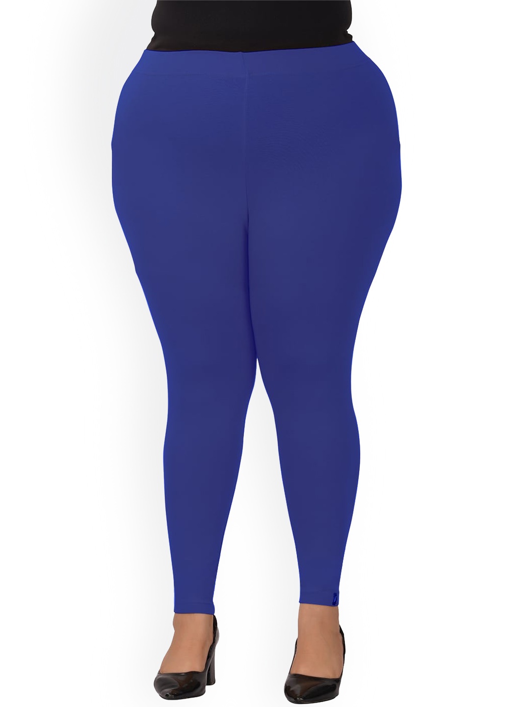 indian flower Plus Size Ankle-Length Leggings, Blue