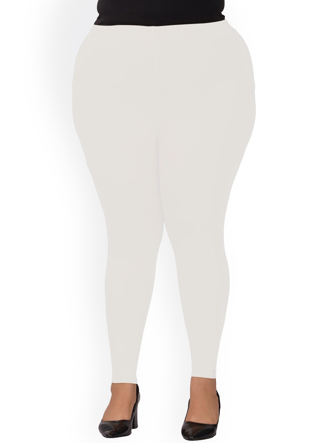 

indian flower Plus Size Ankle-Length Leggings, White