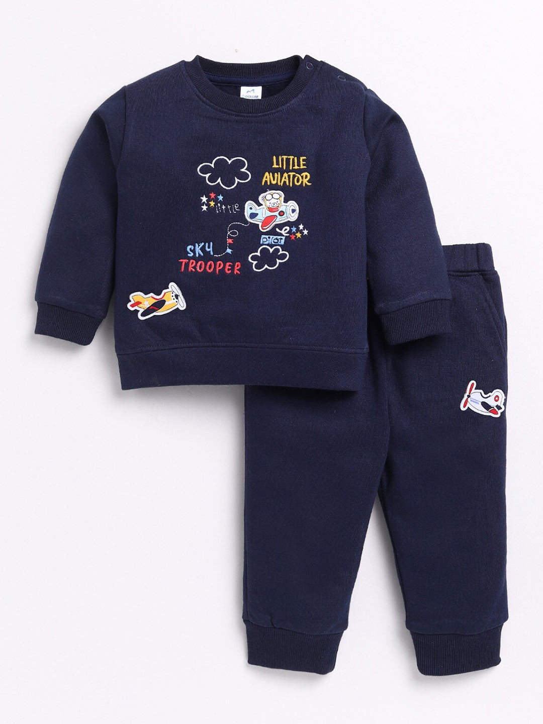 

Dollar Infants Boys Embroidered Fleece Sweatshirt With Joggers, Navy blue