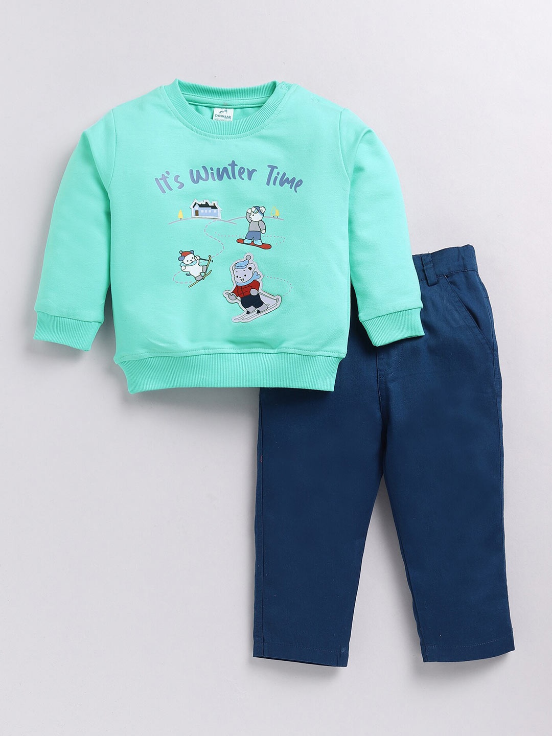 

Dollar Infants Boys Printed Sweatshirt With Trousers, Green