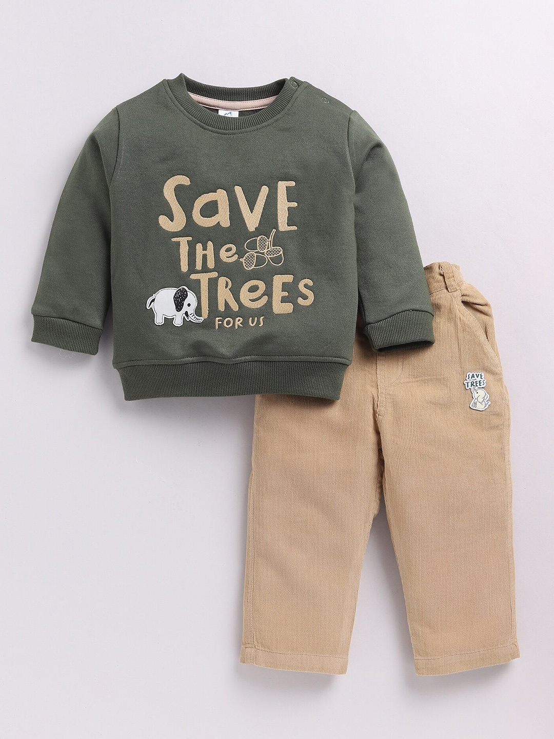 

Dollar Boys Typography Printed T-Shirt with Trousers, Green