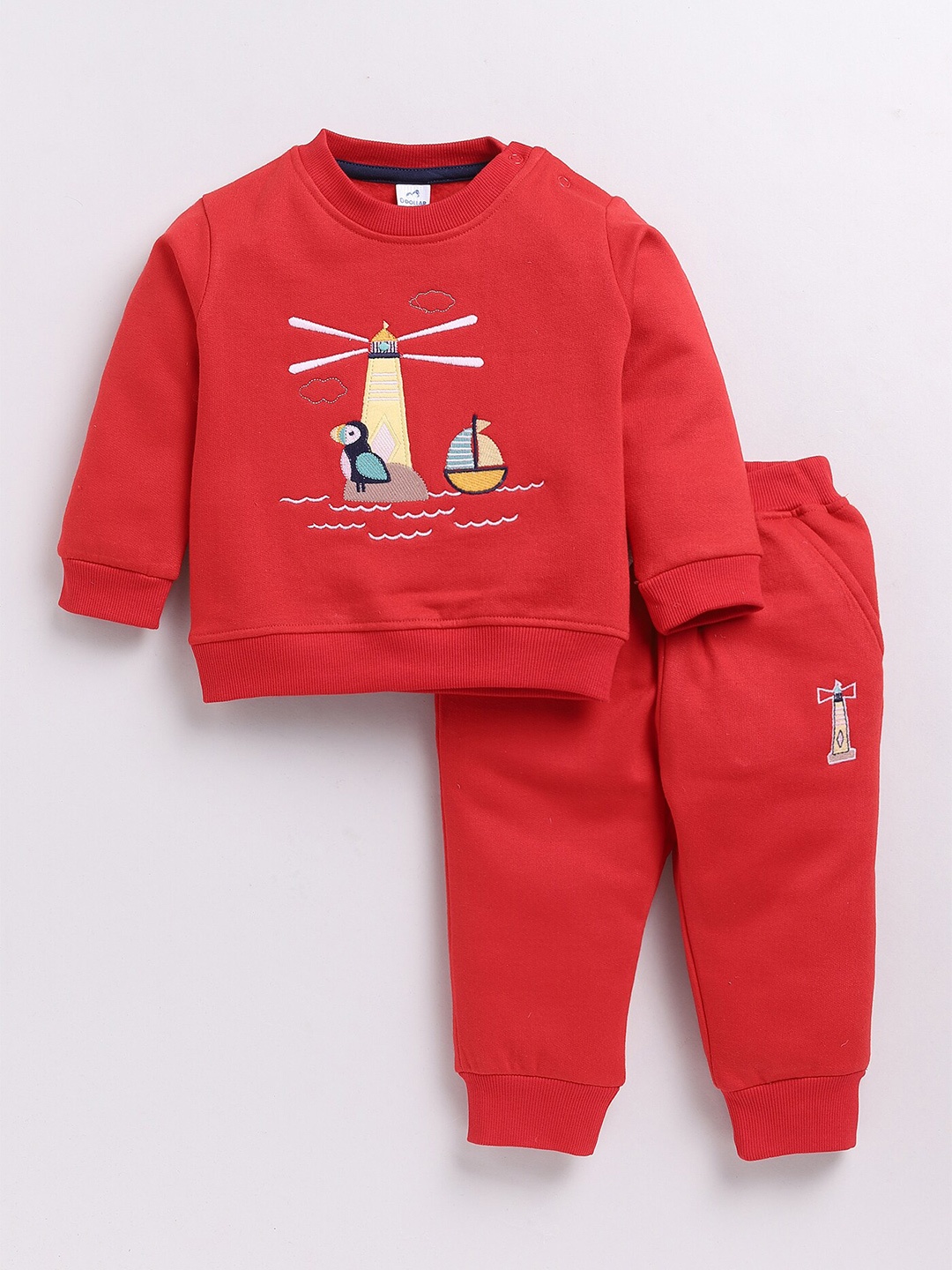 

Dollar Boys Graphic Printed T-Shirt with Trousers, Red