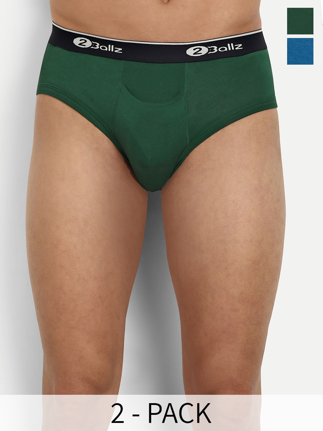 

2BALLZ Pack Of 2 Basic Briefs BGHB-2P-2BRB, Green