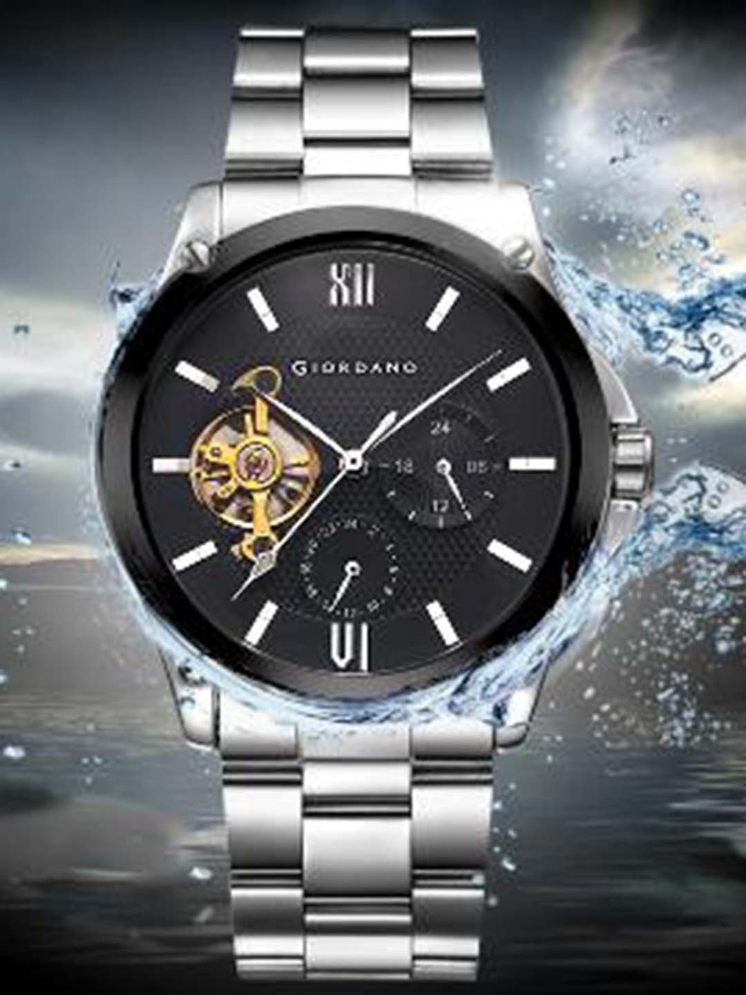 

GIORDANO Men Stainless Steel Straps Analogue Automatic Watch GZ-50082-44, Black