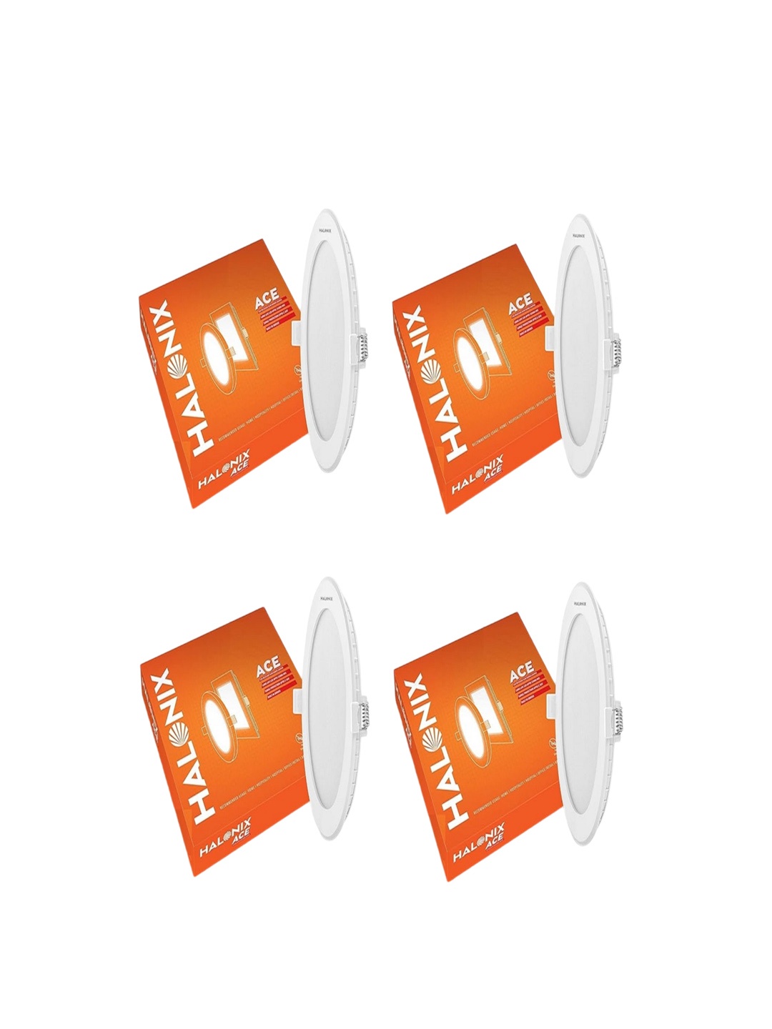 

Halonix Yellow White 4 Pieces Round Ceiling Lamps