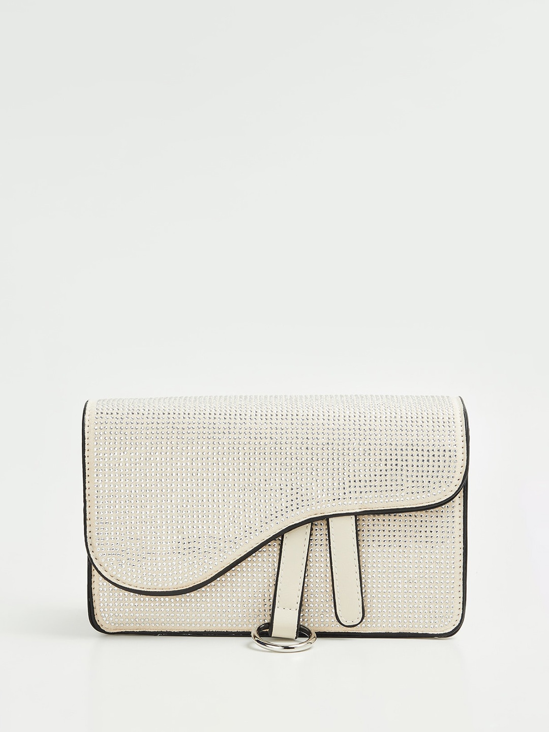 

CODE by Lifestyle Embellished Structured Sling Bag, Off white